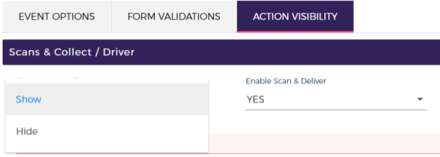 "Action Visibility" navigate to "Scan & Collect/Deliver."