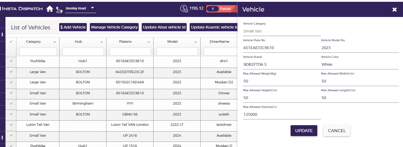 Vehicle update pop-up