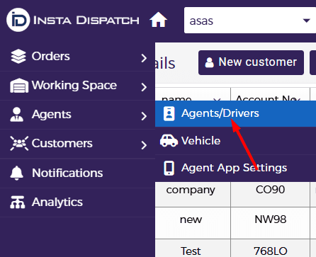 Agents/Drivers menu path