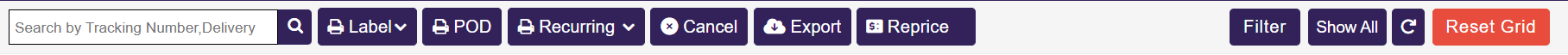 Order action bar below the header