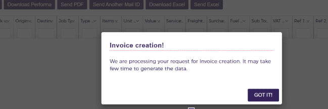 Proforma Invoice is generated successfully
