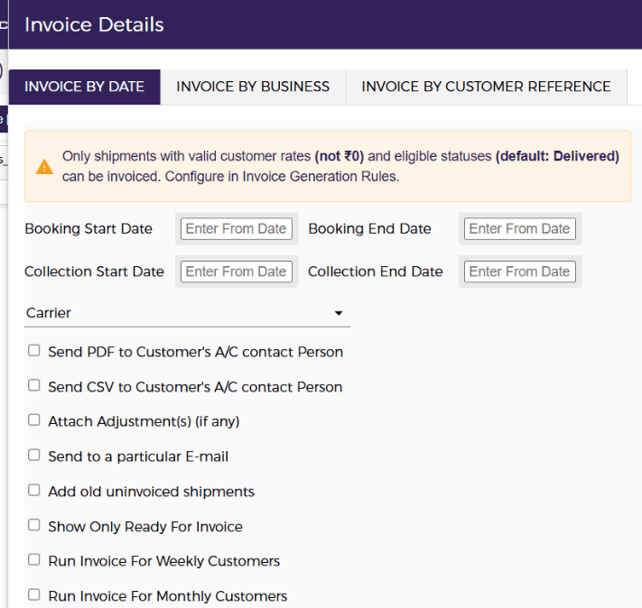 Select Invoice Type